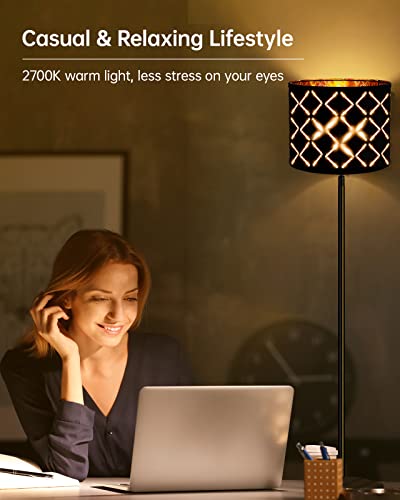 Boostarea Industrial Floor Lamp, Standing Lamp, 6W Led Floor Lamps With Black Lampshade, 2700K, Foot Switch, E26 Socket, 58" Tall Metal Pole Lamp, Simple Floor Lamps For Living Room/Bedroom/Farmhouse #TOP1