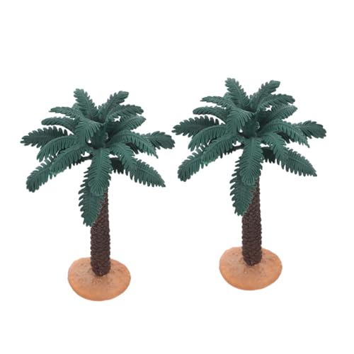 lurrose 2個 ヤシ木模型 耐久性ある製フェイク観葉植物 省スペースで自宅 オフィスの緑化に インテリアやジオラマ装飾用多用途盆栽