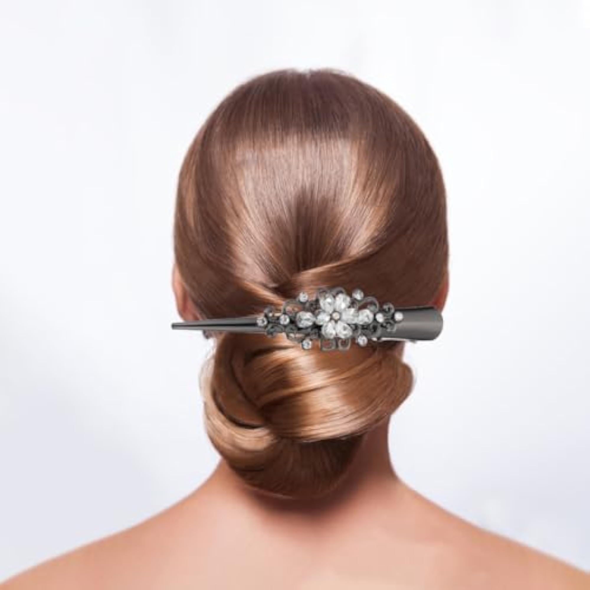2pcs Decorative Alligator Hair Clips with Rhinestones