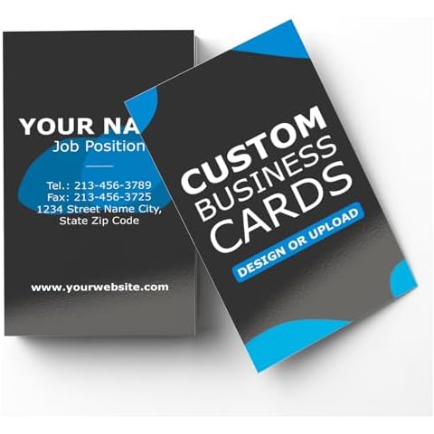 GotPrint Custom Business Cards 3.5” x 2” Vertical Size, 14 pt High Gloss UV Paper, Double Sided Full-Color Printing, Blue, 1000 Qty Cover