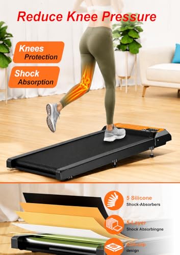 Image of Walking Treadmill Pad with Handle Bar, Portable Treadmills with Incline for Home and Office, 270lbs Capacity Under Desk Treadmill with 2.5HP Remote Control, LED Display
