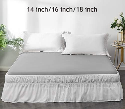 AYASW Bed Skirt Queen Size 16 Inch Drop Dust Ruffle Premium Soft 1800 Brushed Microfiber Three Fabric Sides Wrap Around with Elastic No Top Easy On Bed Cover Up Easy Care White
