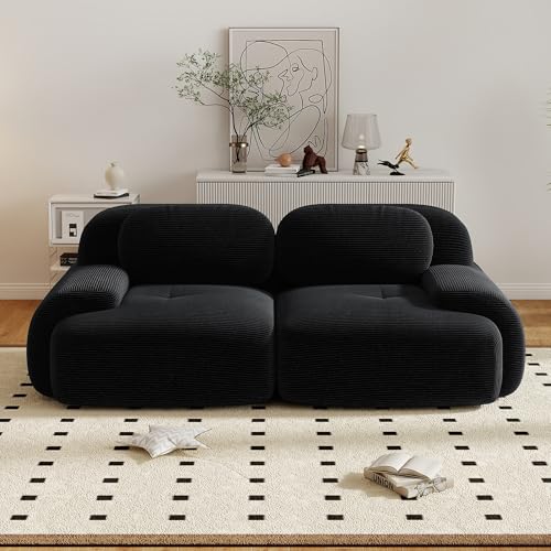 Canapé d'angle convertible 2 places, canapé modulable moderne avec assise large et profonde, canapé compressé en velours côtelé rembourré surdimensionné pour...