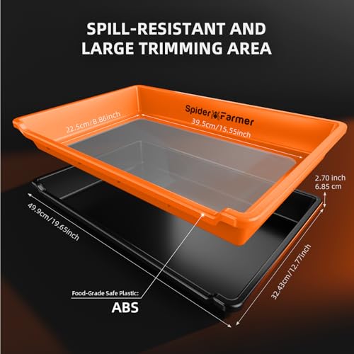 Spider Farmer Trim Tray Set mit 150 Mikron Pollensieb, Trimmschale & Ernte Zubehör, Dry Sift Sieb – Trimm-Set mit Auffangschale, Schere, Bürste & Lupe für sauberes und effizientes Trimmen