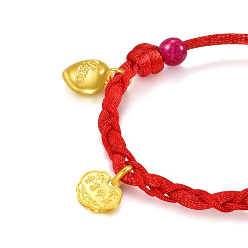 CHOW SANG SANG 999.9 24K Solid Gold Chinese Gifting Blessings Charm Adjustable Bracelet 86545B Price-by-Weight 2.99g Gold2