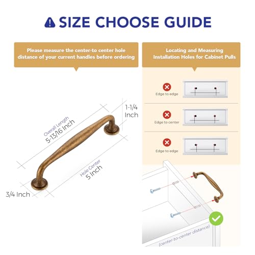 Image of Ravinte 20 Pack 5 Inch Antique Brass Kitchen Cabinet Handles Solid Zinc Alloy Cabinet Pulls Cupboard & Drawer Handles
