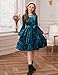 GRACE KARIN Girls Long Sleeve Holiday Dress, Teen Girl Teal Velvet Winter Dress, Kids Fall Formal Party Dresses Size 10