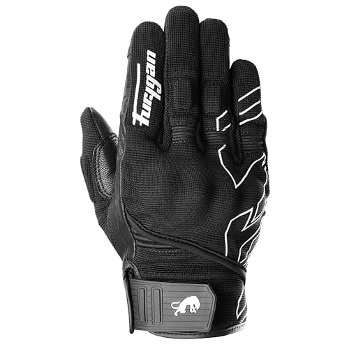 Furygan Jet Neon D3O - Guantes de Moto para Hombres - Palma 100% de Cuero - Confort - Guantes de Verano - Transpirables y Ligeros - Compatibles con Pantalla táctil - Pantalla táctil