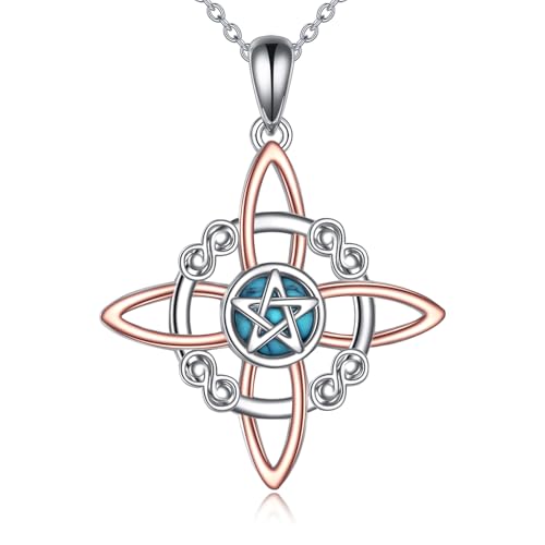 YONFQE Witches Knot Necklace 925 Sterling Silver Celtic Knot Pendant Pagan Jewellery Irish Gifts for Women
