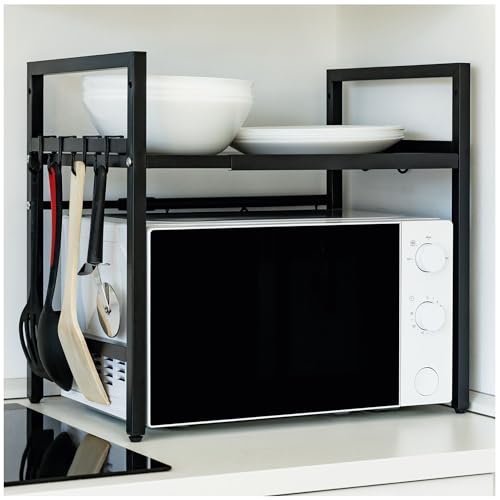 osoltus Küchenregal verstellbar L.40-60 cm x T. 36cm x H. 46cm schwarz | Mikrowellenregal anpassbar in Länge und Höhe osoltus Küchenregal verstellbar L.40-60 cm x T. 36cm x H. 46cm schwarz | Mikrowellenregal anpassbar in Länge und Höhe