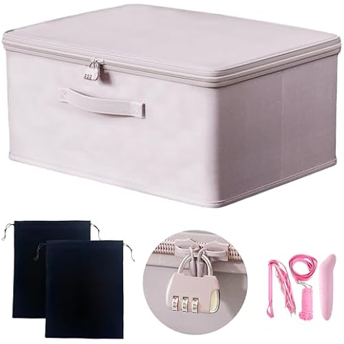 Locking Adult Game Toy Storage Organizer Lock Box Toy Storage Bins Women and Men Game Toys Storage Bags with 2 Drawstring Bags, Large capacity 15 x 10 x 6.3 Inches