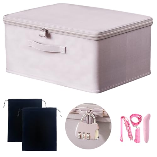 MXQHXZSX Locking Adult Game Toy Storage Organizer Lock Box Toy Storage Bins Women and Men Game Toys Storage Bags with 2 Drawstring Bags Large capacity 15 x 10 x 6.3 Inches