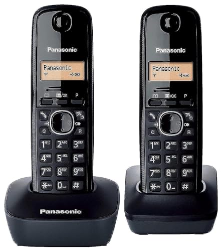 Panasonic Kx-TG1612 - Cordless Phone, Pack of 2, Black