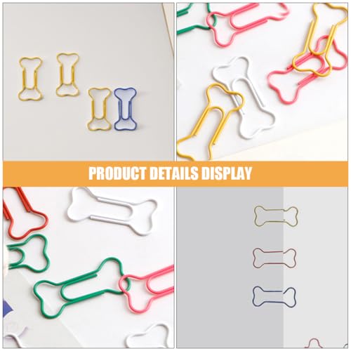 Lurrose 50 Bunte Knochen Büroklammern aus Metall Mittlere Clips für Büro Schule und Haushalt Kreative Lesezeichen mit Lustigem Hunde Design
