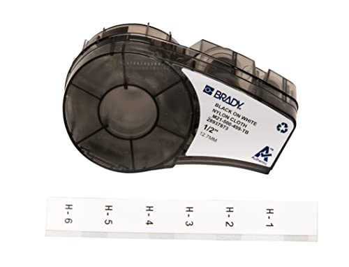 Image of Brady Authentic (M21-500-499-TB) Multi-Purpose Nylon Label for General ID, Wire Marking, and Lab Labeling, Black on White- For M210, M210-LAB, M211, BMP21-PLUS and BMP21-LAB Printers, .5 inch W 16' L
