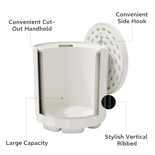 FONTOI Outdoor Cooler Side Table, 2 in 1 Versatile Ice Cooler Table, Broad Fluted Outdoor Accent Table with Hangable Lid, All-Weather Resistant for Patio Decor, Deck, BBQ, Beach | White by FONTOI - Used condition - Image 5