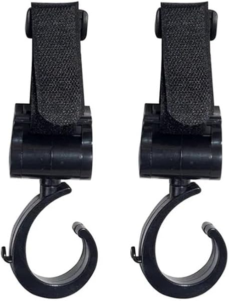 Large Hook Stroller Hook 360 Rotary Hook and Loop Pram Accessories Durable Multi-Purpose Pushchair Hanger Baby Stroller(C20-2 pcs) - 1