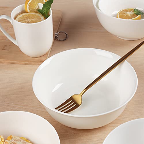 Gang Rinpoche Bone China Bowls Sets, 20 Oz Fine Bone China Cereal Bowls, Soup Bowls, Salad Bowls, Pho Bowls, White Porcelain Bowl Set Of 4, 6 Inch #TOP6