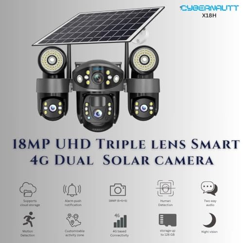 Image of XUGA Cybernautt X18H 18MP 4G Solar Security Camera | Triple Lens, 355 PTZ, 12000mAh Battery, H.265+, Two-Way Audio
