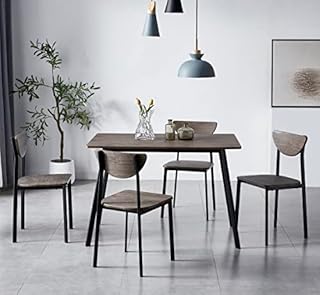 mcc direct Dining Table and Chairs Set Metal Wood Effect Table Dining Set 4 Chairs Blake Black