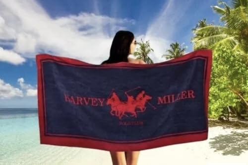 Harvey Miller Polo Club Serviette de plage avec sac de sport 140 x 70 cm