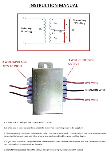 Image of INVENTO 1Pcs 24V 1A 24-0-24 Transformer Copper Winding 220V AC to 24V AC Step Down Power Supply For DIY Projects