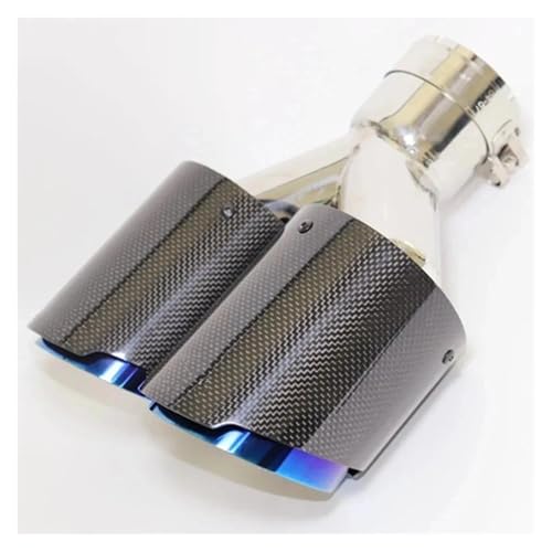 Embout d'échappement de voiture en fibre carbone brillant bleu double pot de style sport