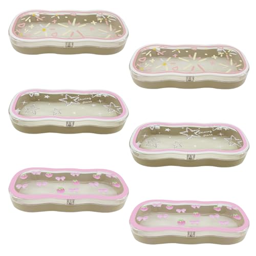 Image of 6 Pcs Glasses Case Hard Shell Clear Eyeglass Case for Women,Pink Bow Clear Eyeglass Case,Cute Durable Plastic Glasses Holder with Magnetic Closure