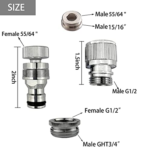 Dishwasher,washer Snap Coupling Adapter,shower hose, garden hose(3/4GHT) quick connection, for Bathroom/kitchen,sink to hose adapter Faucet Hose, Sink Quick-fit Attachment (Quick-Connect) by G-Sunny - Image 6