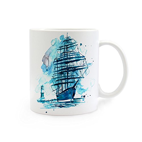 ilka parey wandtattoo-welt Taza Café Taza de café Taza segler Faro Barco ts256