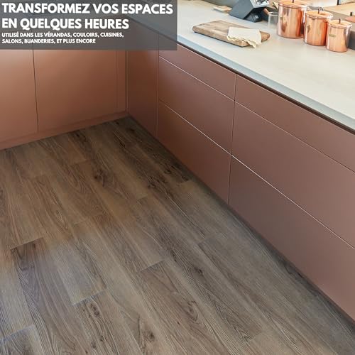 Carrelage adhésif sol imperméable en vinyle | Pose rapide sans colle - 3