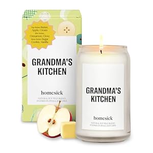 Homesick Scented Candles for Home Grandmas Kitchen 1375 oz Long Lasting Natural Soy Wax Blend Jar Candle Gifts for Women Men 60 80 Hours Burn Time Notes of Butter Apple Cream