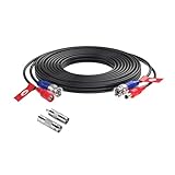 ZOSI 16ft All-in-one BNC Video Power Cables, 5M bnc Extension CCTV Wire Cord for Security Camera dvr Surveillance System (Black, with BNC RCA Connector)