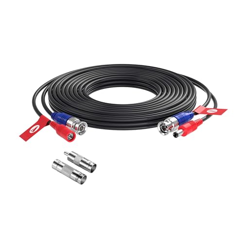 ZOSI 16ft All-in-one BNC Video Power Cables, 5M bnc Extension CCTV Wire Cord for Security Camera dvr Surveillance System (Black, with BNC RCA Connecto