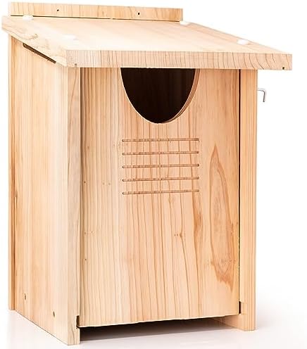 WHITEHORSE Large Cedar Owl House - Premium and Weatherproof Design - 16" x 12" x 11" - A Nesting Box for Screech Owls, Boreal, Northern Pygmy, Saw-whets, Elf, Flammulated, Kestrel and Others