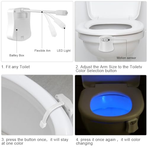 HOTUT Toilette Licht WC-Nachtlicht, Toilettenschüssel Nachtlicht, 16 Farben Motion Sensor wc nachtlicht, Toilettenbeleuchtung,Lustige Badezimmerzubehör (Batteriebetrieben)