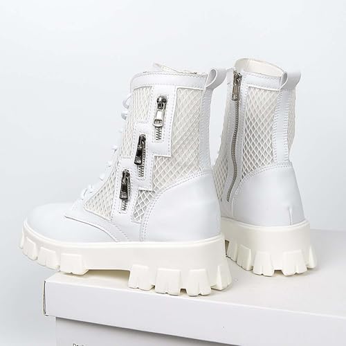 Men's Motorcycle Boots Comfortable Leather Combat Boots Men's Lace Up Side Hollow Out Breathable Bicycle Boots Men's Classic Casual Boots4