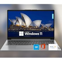 Lenovo 15.6" HD IdeaPad Anti-Glare Screen w/ 1 Year Microsoft 365, 128GB SSD, 8GB RAM, Windows 11 Home, Intel Processor, WiFi 6, HDMI, USB-C, SD Card Slot, Up to 9.5 Hours Battery Life, w/WOWPC USB