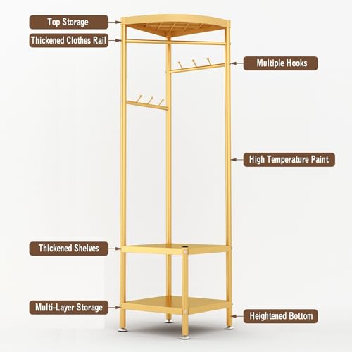 Support d'arbre d'angle blanc avec patères et étagère à chaussures