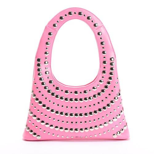 Image of CUXVA Studded Purses Y2k Shoulder Bag 90s Punk Women Small Shouder Purse PU Leather Designer Handbags