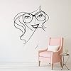 NSRJDSYT Girl in Glasses Wall Decal Smile Woman Beautiful Eyes Wall Sticker Beauty Salon Home Interior Decor Vinyl Sticker Mural 42x33cm #1