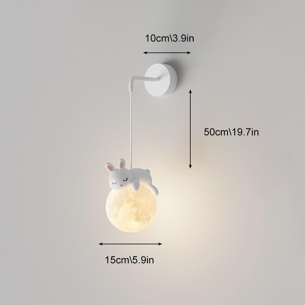 Applique Murale De Poupée De Dessin Animé Pour Chambre D'Enfant, Mini Applique Murale En Métal Avec Abat-Jour Sphérique En Acrylique Blanc, Appliques Murales Led Modernes, Applique Murale De C
