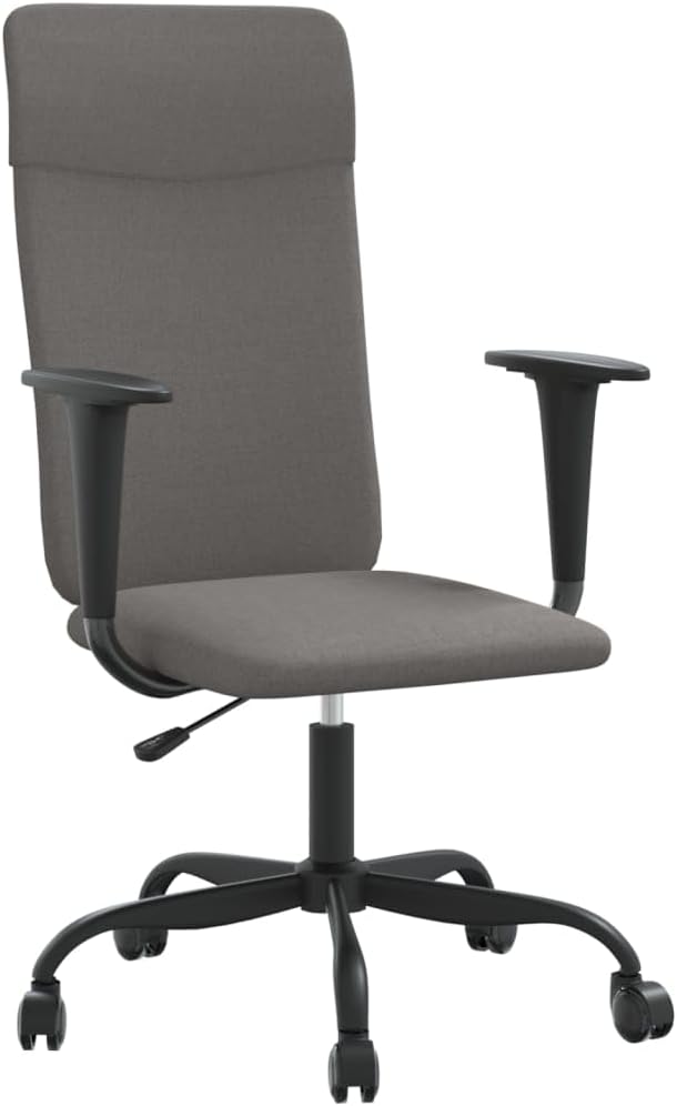 vidaXL Office Chair Height Adjustable, Computer Desk Chair with Armrest, Rolling Chair for Office, Swivel Chair, Modern Style, Dark Gray Fabric