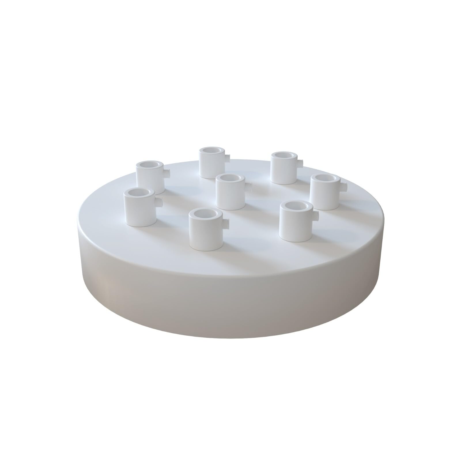 White Single Outlet Ceiling Rose 120mm Side Fitting Pendant Light Fitting Low Profile Modern Ceiling Canopy with One Cable Entry Easy Fit Electrical Rose for Home Lighting Installation (8 Outlets)