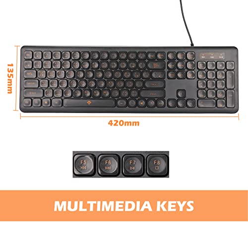 Yunseity Chinese and English Bilingual Keyboard, Black 108 Keys Full Sized USB Wired Computer Keyboard, Silent Typing, Comfortable Keys - Image 3