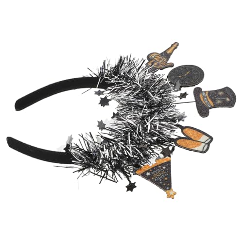 Bandeau à paillettes Gatuida avec serre-tête chapeau-horloge pour le Nouvel An