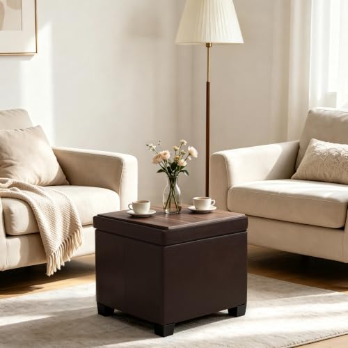 CAROLMADE 17.7" Square Storage Ottoman with Coffee Table by CAROLMADE - Used condition - Image 5