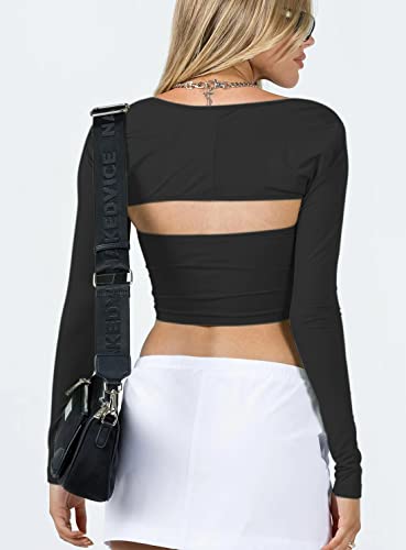 Hugoome Shoulder Shrug Bolero Top For Women Black Medium #TOP2