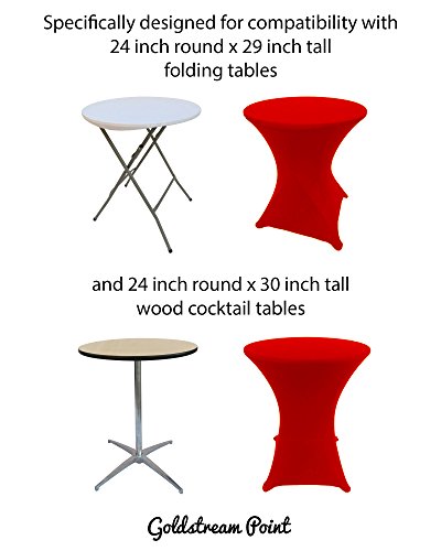 Goldstream Point Red 24 Inch Round X 30 Inch Tall Spandex Cocktail Tablecloth Folding Cover Stretch #TOP4