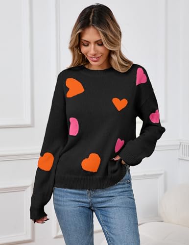 Image of Libsorge Womens Valentine Heart Sweater 2026 Valentines Day Trendy Cute Oversized Long Sleeve Pullover Sweaters